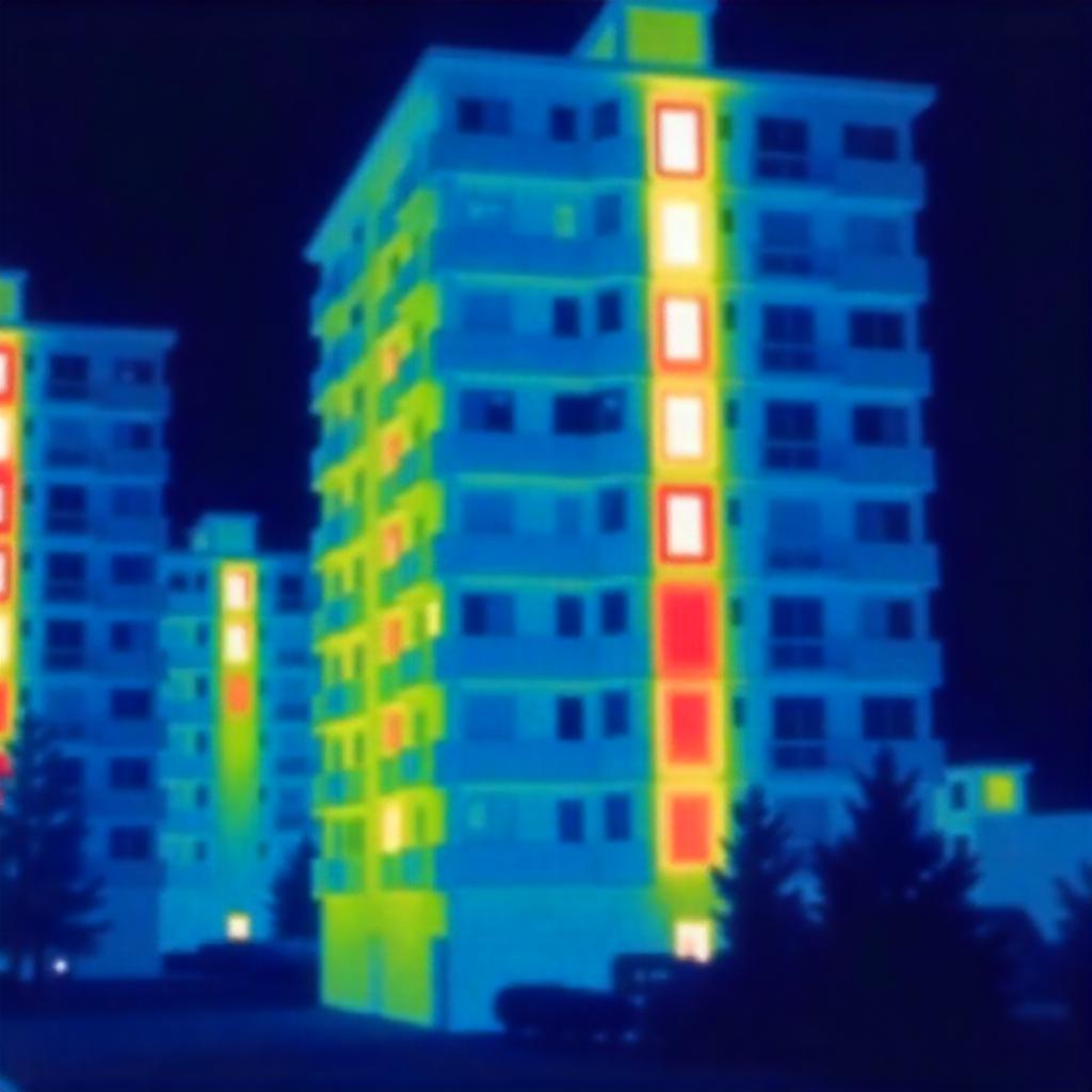 Hőkamerás vizsgálat egy lakó épületen