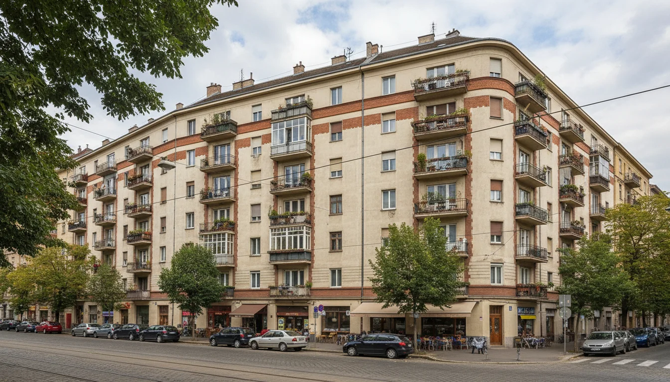 Társasház energetikai felülvizsgálata – magyar lakóépület homlokzata